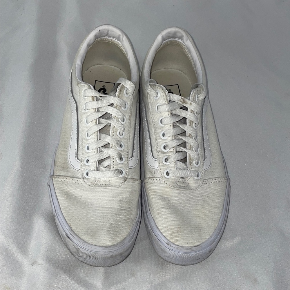 VANS OLD SKOOL WHITE CANVAS SHOES FTL-10-174